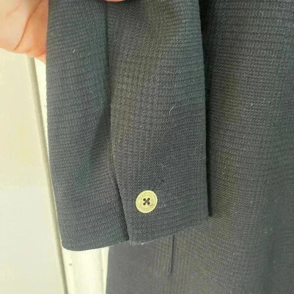 RACHEL ROY navy tweed mid length tailored blazer gold button detail 0/XS preppy - Picture 7 of 11
